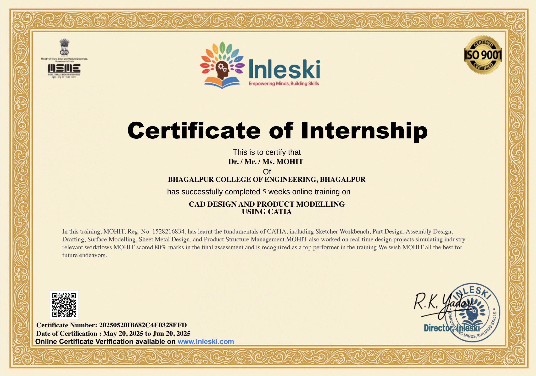 Official Internship Certificate